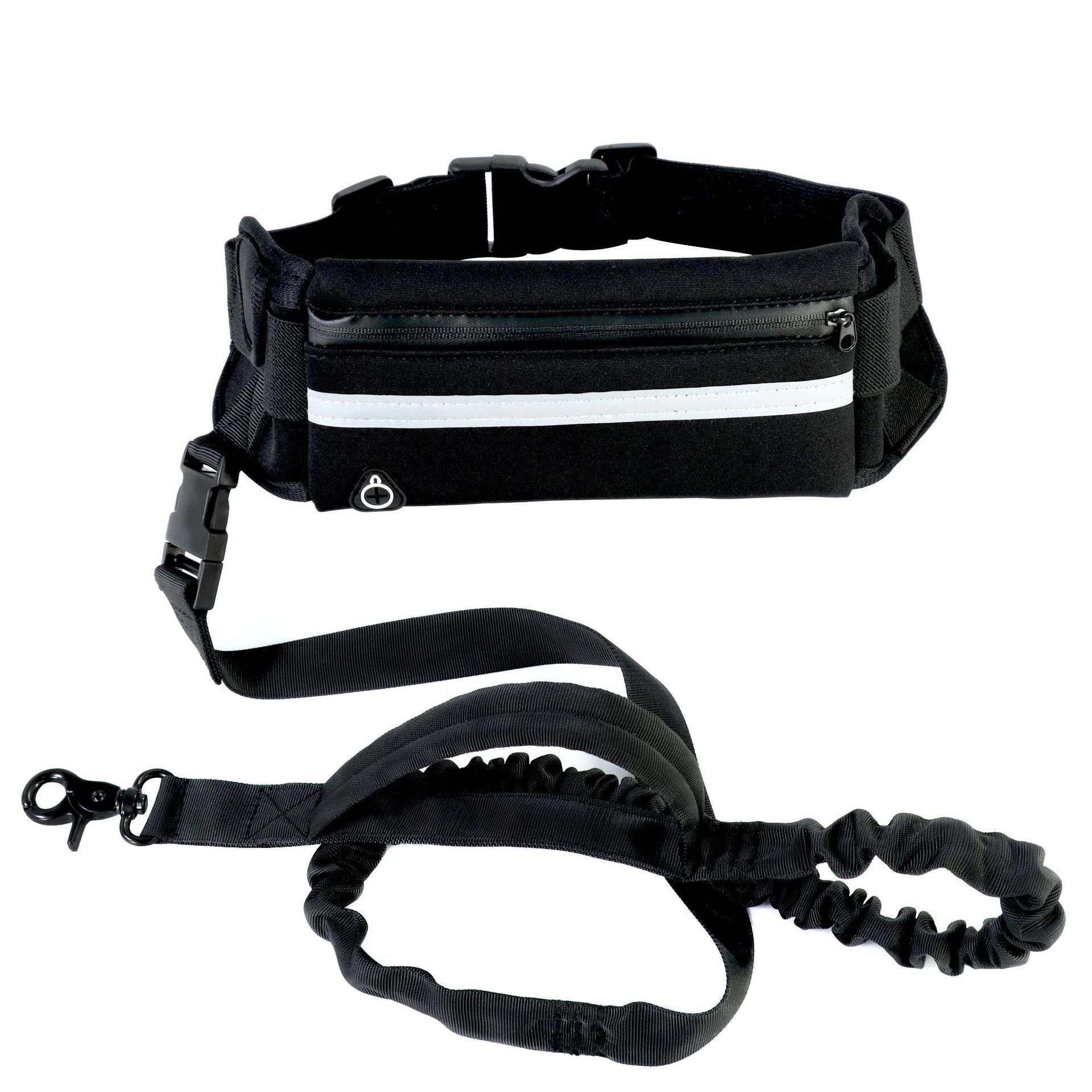 hands free dog leash belt with phone and bottle holder