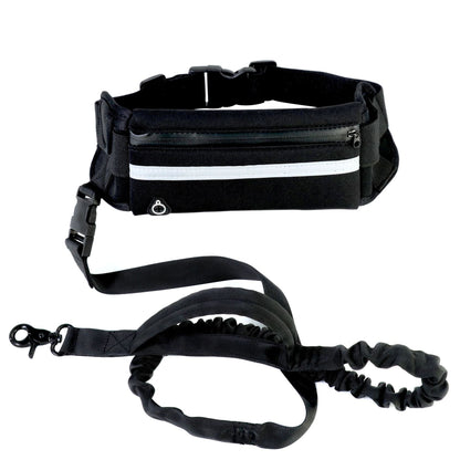 hands free dog leash belt with phone and bottle holder