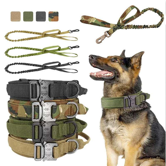 Tactical Dog Collar and Leash Set – Adjustable Military-Grade Nylon Gear for Dogs