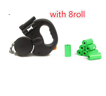dual retractable dog leash with flashlight