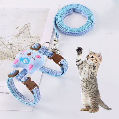 Cat Leash Harness – Adjustable I-Shaped Harness with Traction Rope for Walking