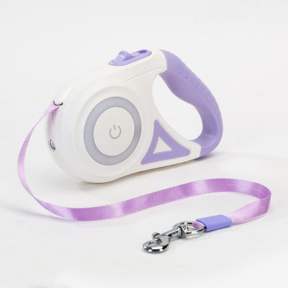 retractable dog leash with built-in LED light and collar